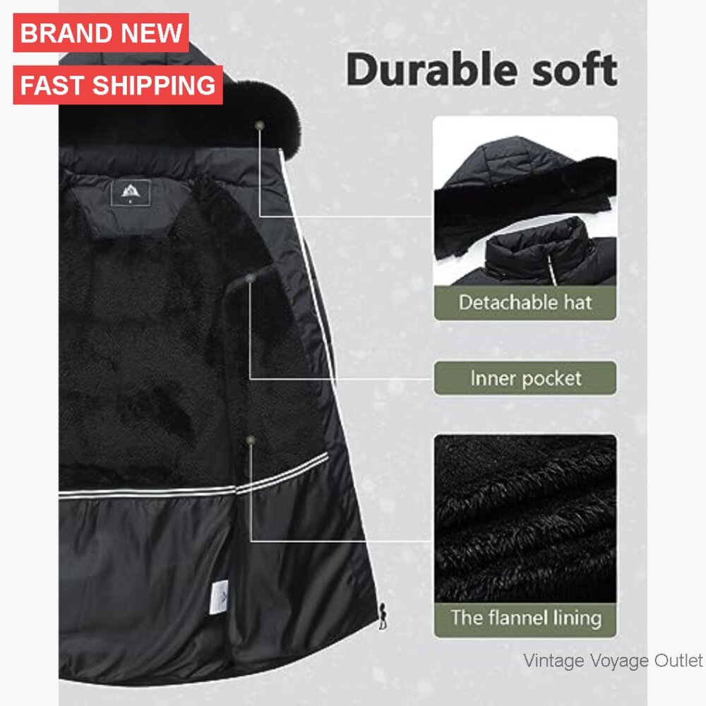 Winter Down Puffer Jacket Hooded Windproof Waterp… - image 4